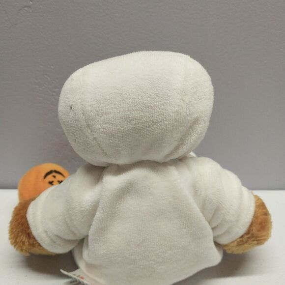 Rare Plushland 2006 Halloween Teddy Bear Ghost Costume Mask Pumpkin Small Plush - Picture 5 of 12